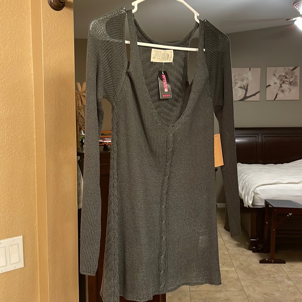 Black cold shoulder sweater